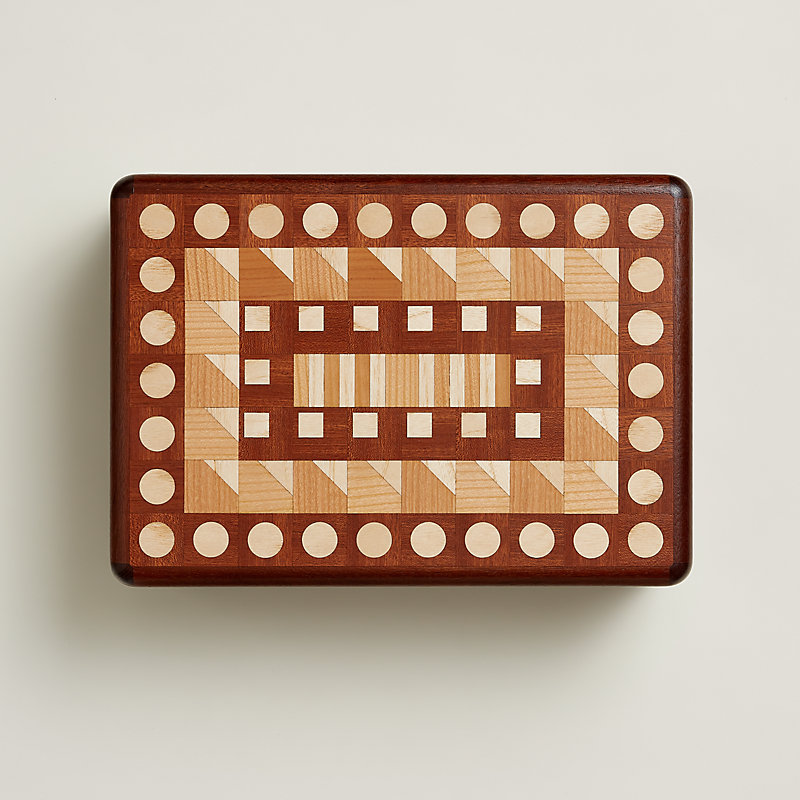 Casaque Jeux d'Ordre watch and cufflink box - Beige | Hermès USA Casaque Jeux d'Ordre watch and cufflink box - Beige | Hermès USA